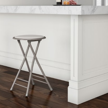 Hastings Home 24-Inch Round Folding Stool, White 278184JFM